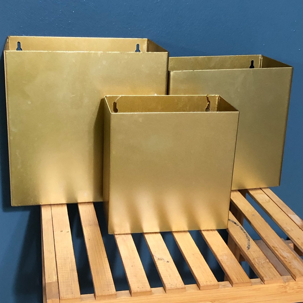 Kate and Laurel Gold Wall-Mount File and Supply Holders - Set of 3